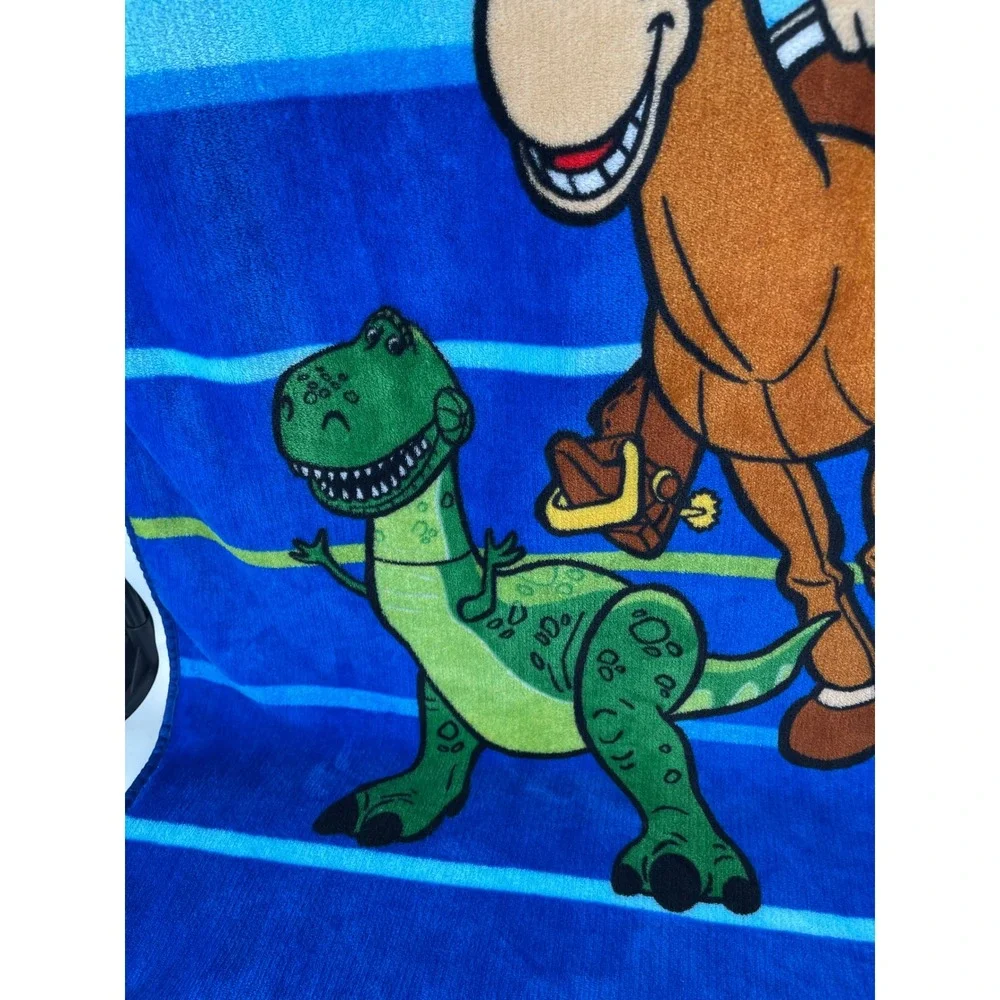 Disney Toy Story Blanket Kids OS Blue Excellent Takin Action Woody Buzz Rex